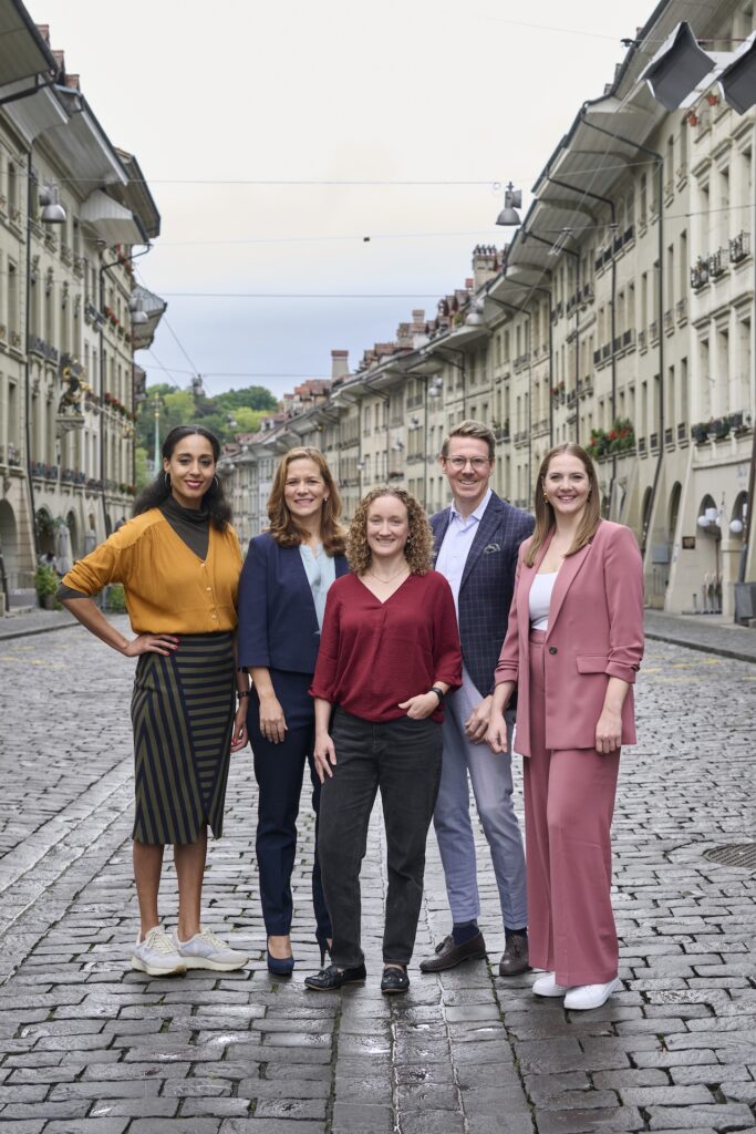 Marianne Schild, Salome Mathys, Janina Aeberhard, Claude Grosjean, Corina Liebi (GLP). Bild: © Franziska Rothenbühler